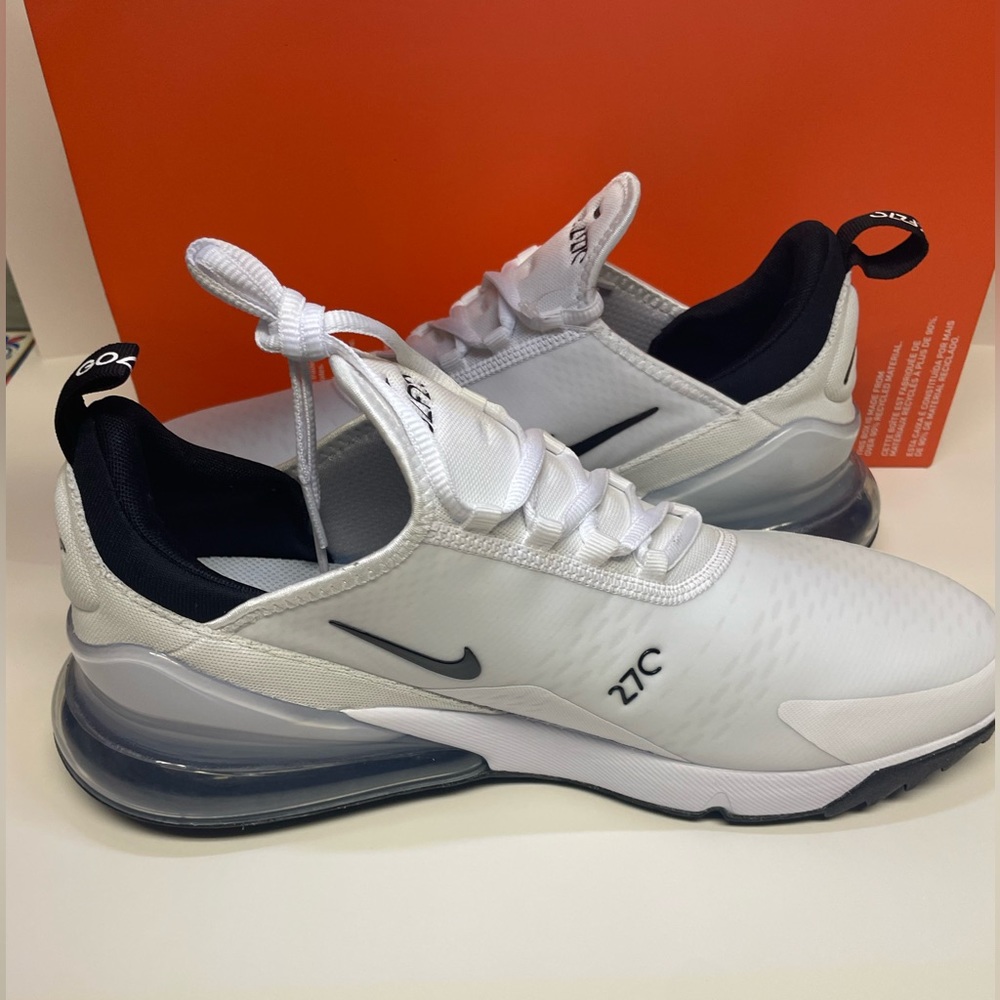 Men’s Nike Golf Shoes Air Max 270 G White/Black CK6483 102 Size 11